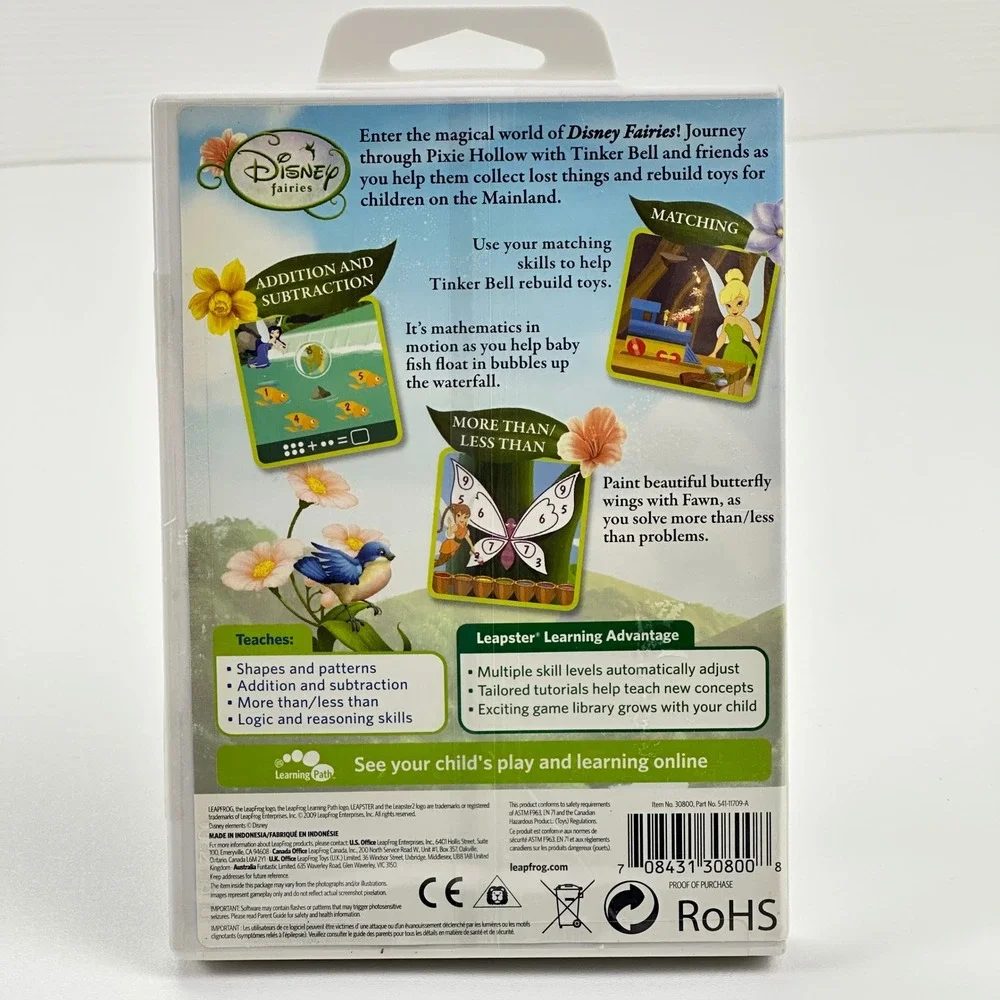 LeapFrog Leapster Learning Game Disney Fairies Tinker Bell‎ Math Ages 4-7 NEW